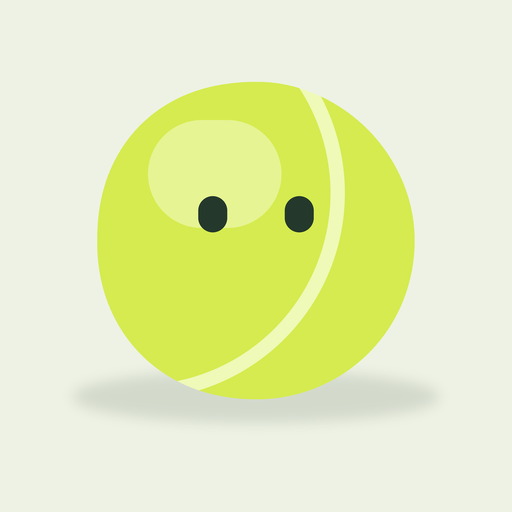 Racquet Blob app icon — a lime tennis-ball blob with two little eyes