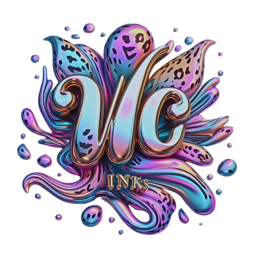 WC INKs logo — iridescent liquid chrome lettering